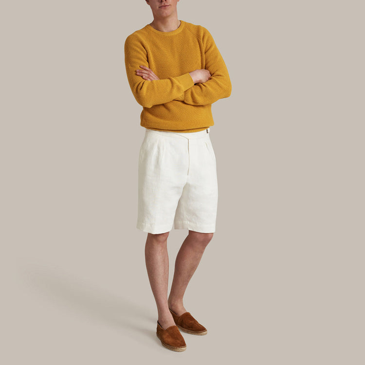 Ribbed Cotton Raglan Sweater in Gold