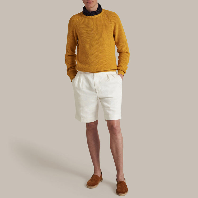Ribbed Cotton Raglan Sweater in Gold