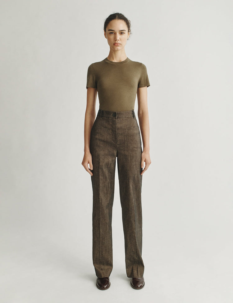 The T-Shirt in Cashmere and Silk in Army