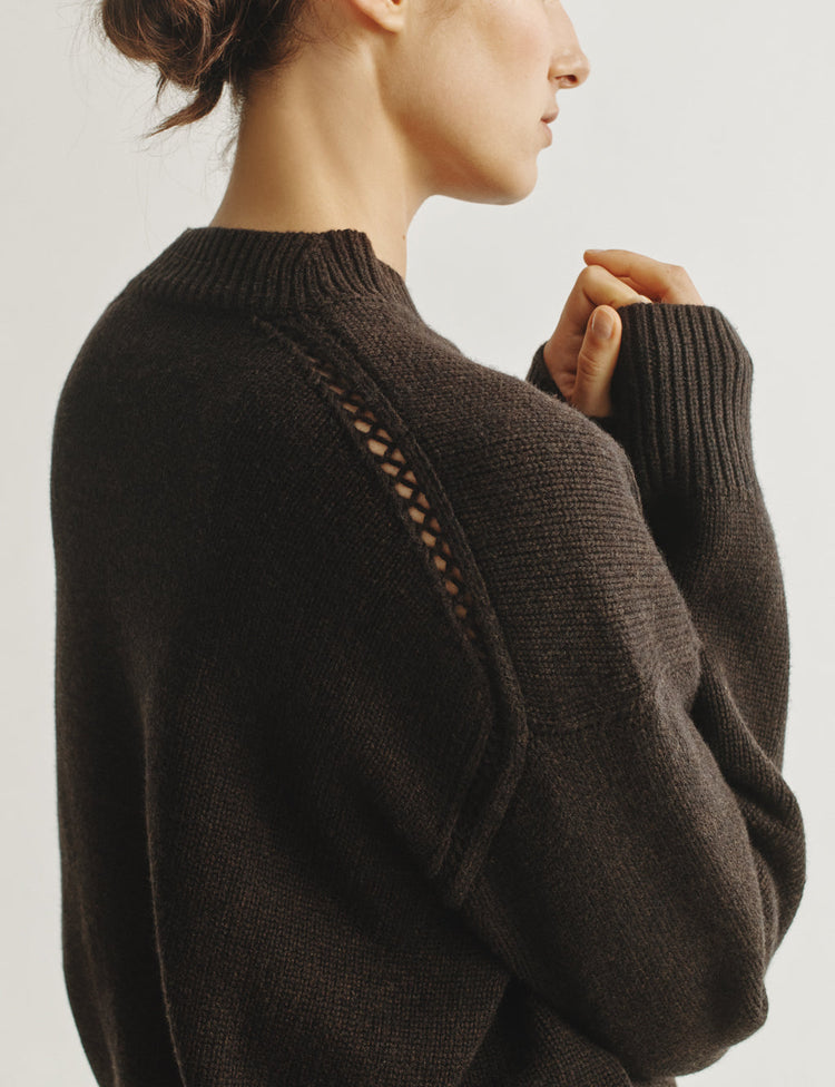 The Julian Sweater in Wool and Cashmere in Espresso