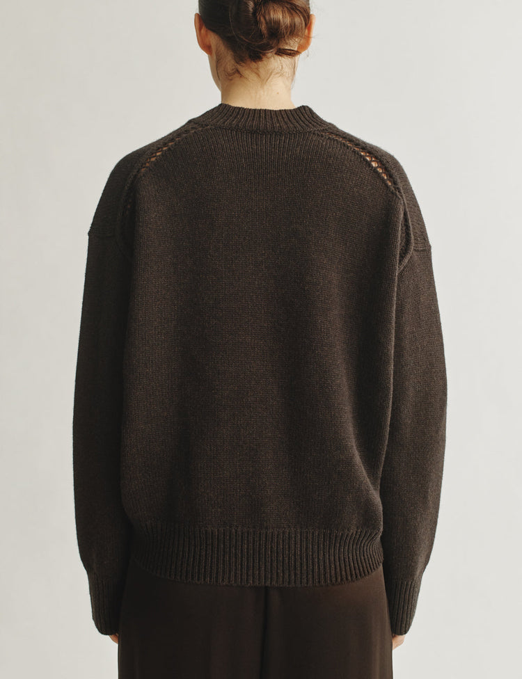 The Julian Sweater in Wool and Cashmere in Espresso