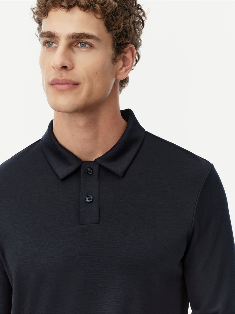 Wool Long-Sleeve Polo