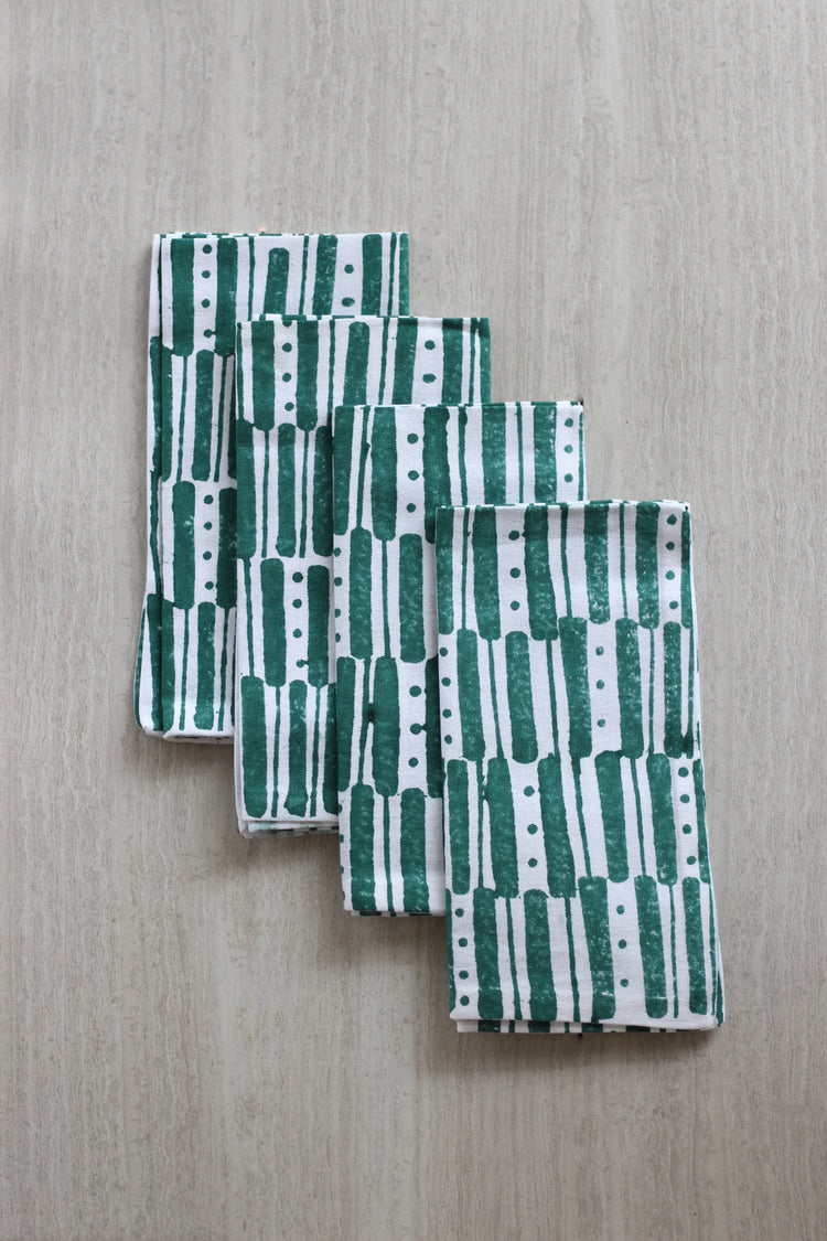Dinner Napkins (Set of Four) in Riley Lines, Midnight Green