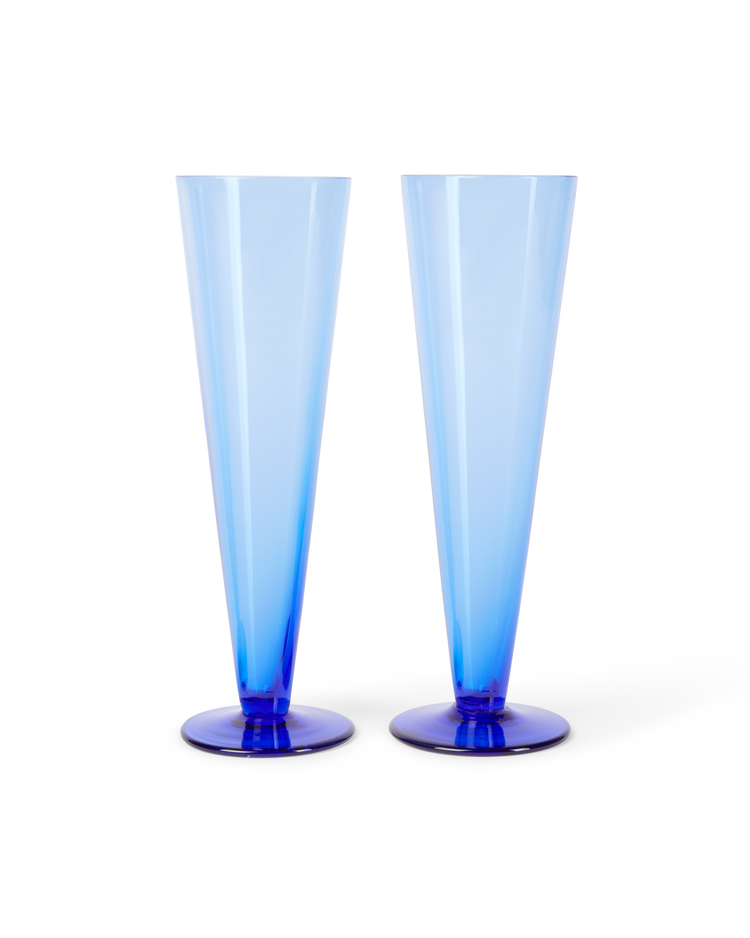 Blue Champagne Flute, Set of Two