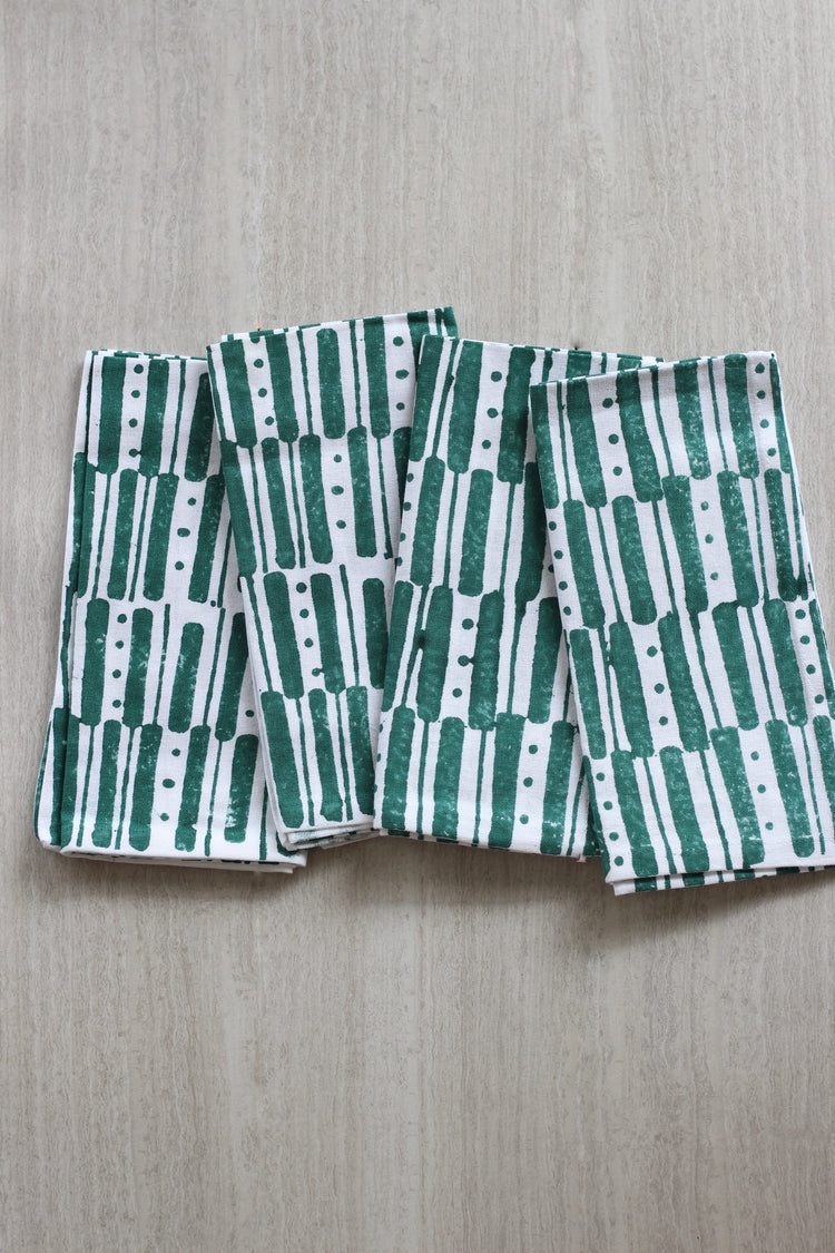 Dinner Napkins (Set of Four) in Riley Lines, Midnight Green
