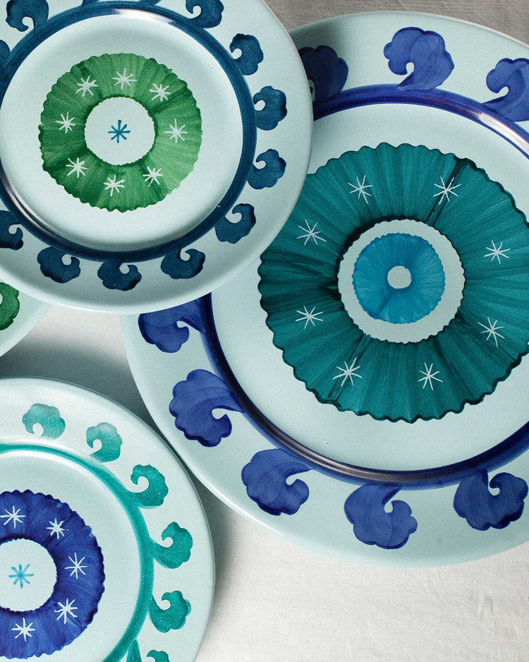 Circle Charger Plate in Blue & Teal