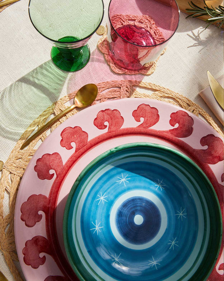 Circle Charger Plate in Blue & Teal