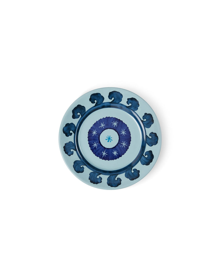 Circle Dessert Plate in Blue & Teal