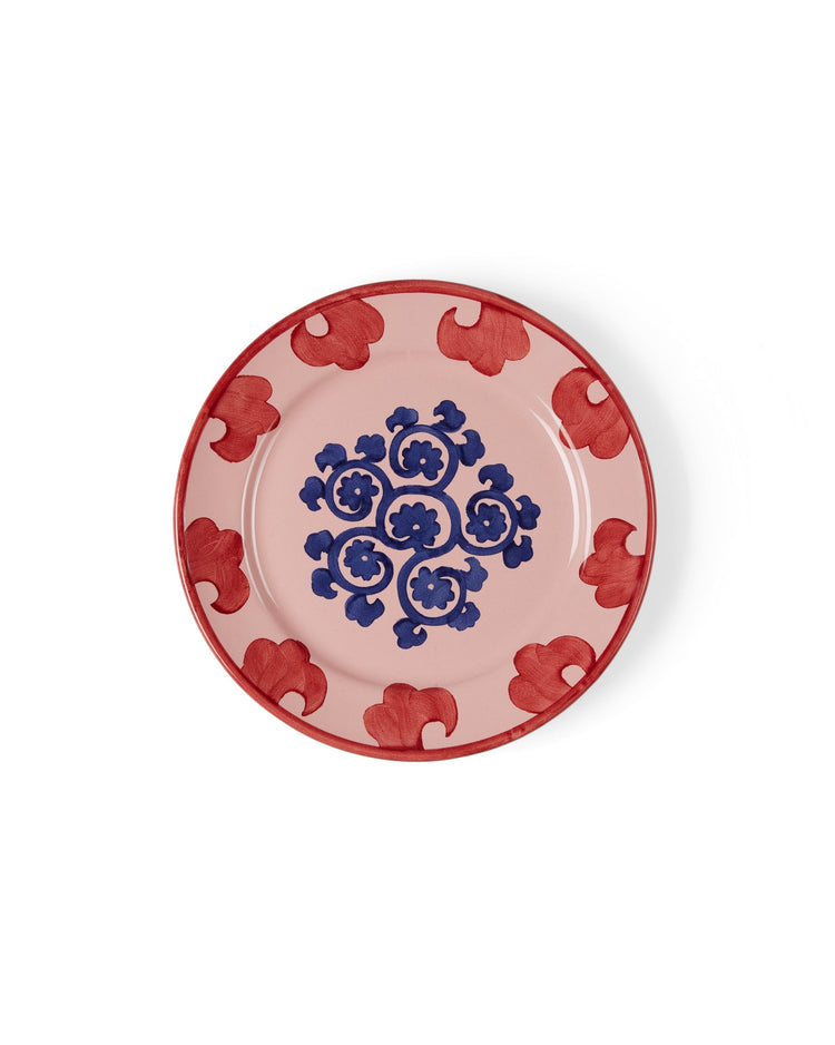 Flower Dinner Plate in Pink, Blue, & Red