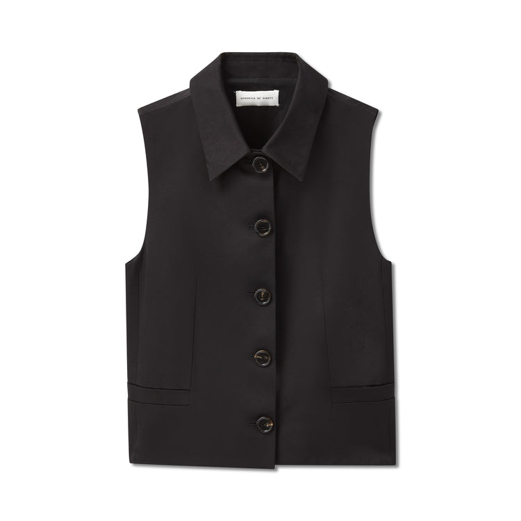 Mai Waistcoat in Black Peau De Soie