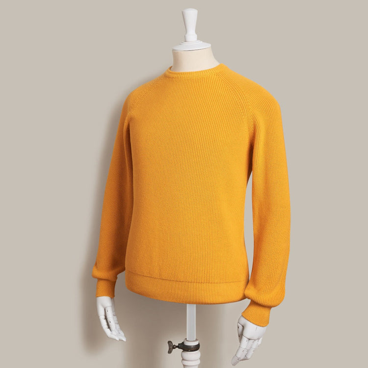 Ribbed Cotton Raglan Sweater in Gold