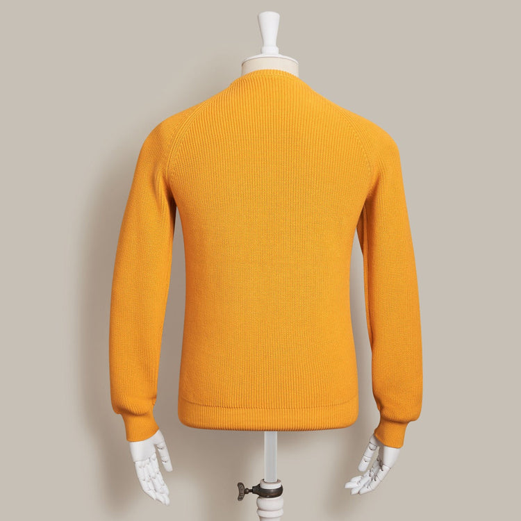Ribbed Cotton Raglan Sweater in Gold