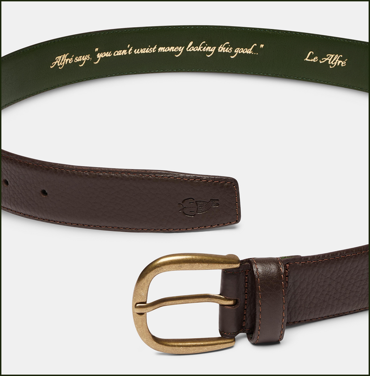 ‘Le Belt’ in Dark Brown Pebble Grain Leather