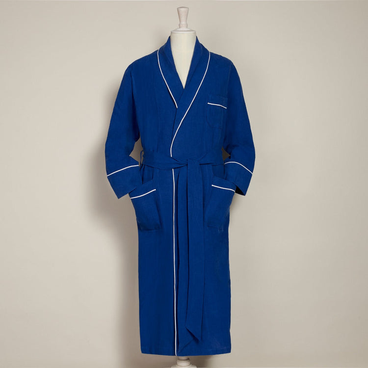 Linen Dressing Gown in Blue