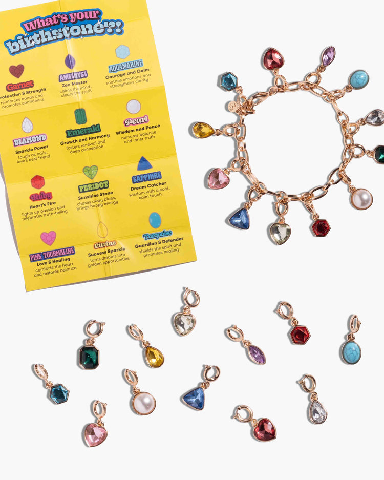 Super Gems Birthstone Charm Bracelet Set
