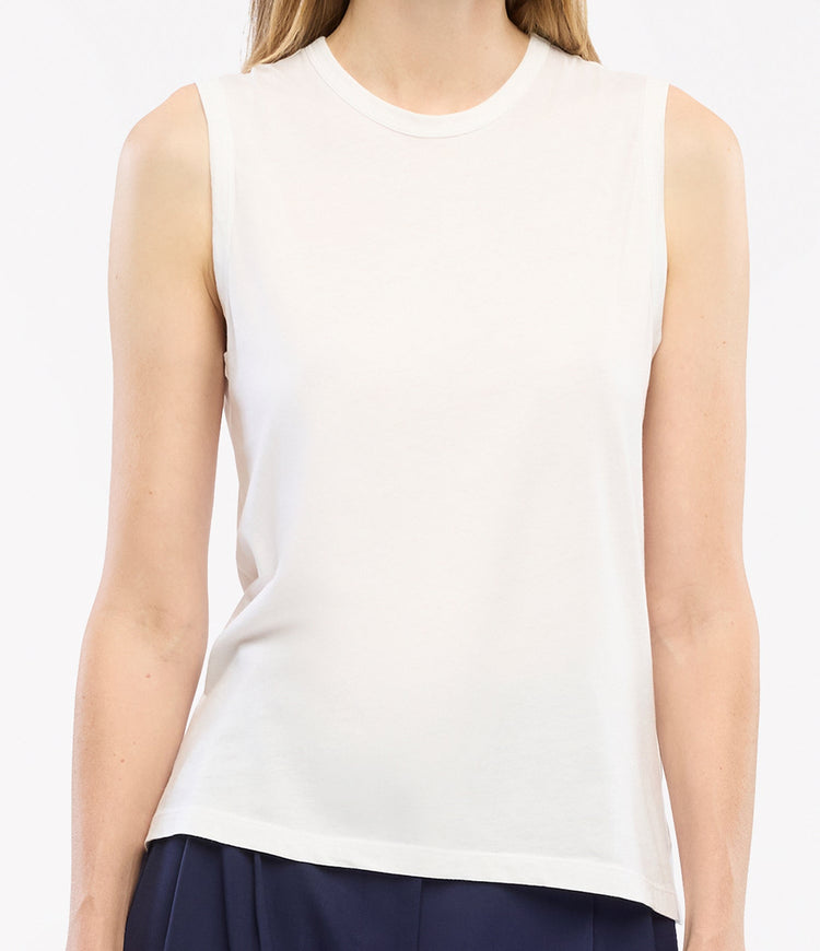 Sleeveless Tee in White