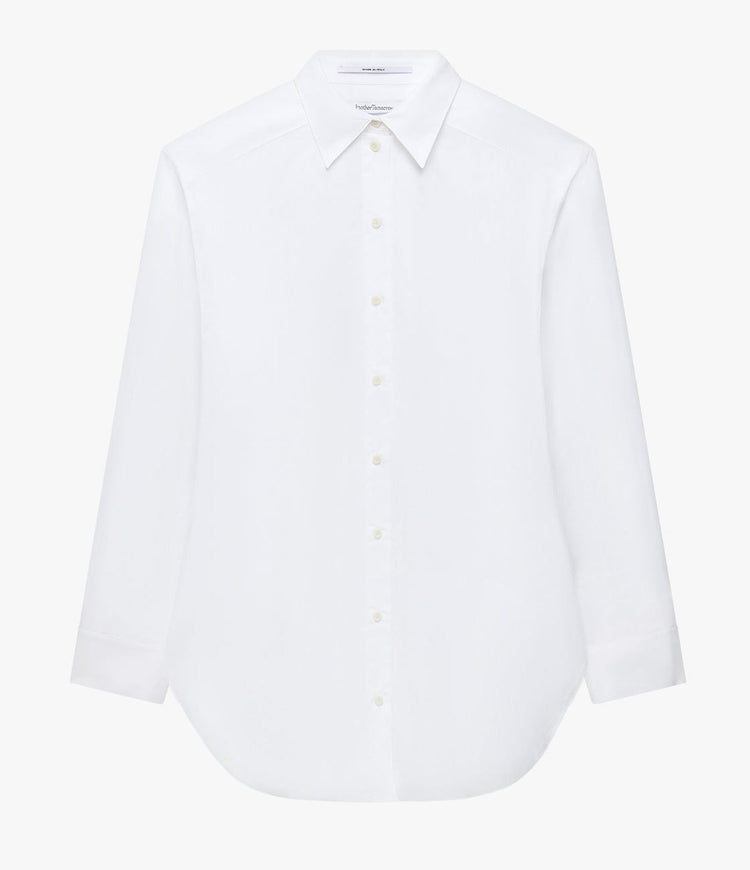 Pleat Back Poplin Shirt in White