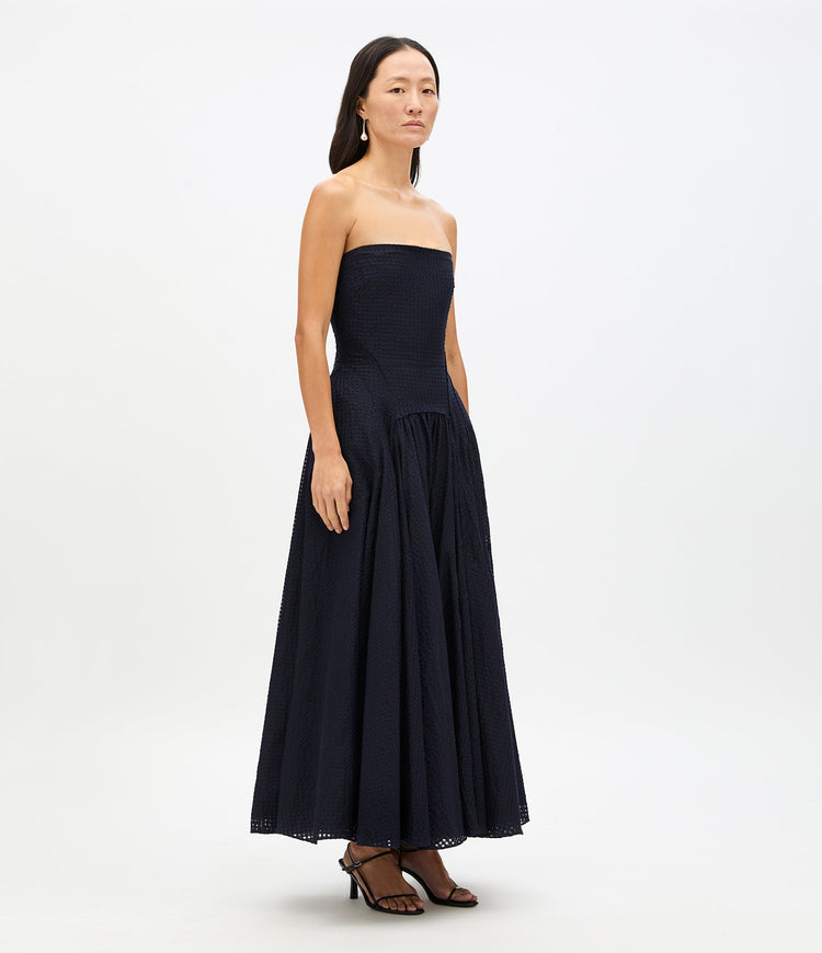 Full Skirt Gingham Dress in Black