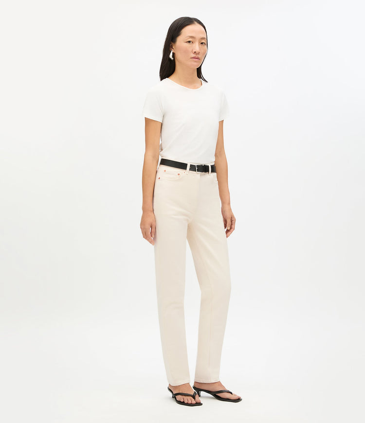 Slim Denim Pant in Ecru