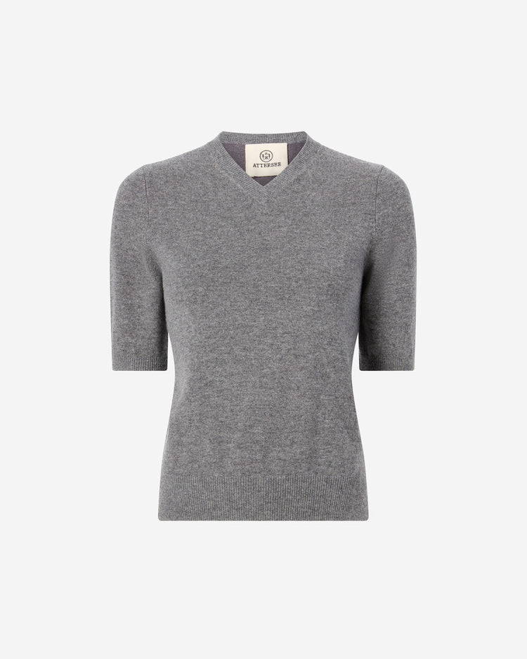 The Dez Sweater in Wool and Cashmere in Heather Grey