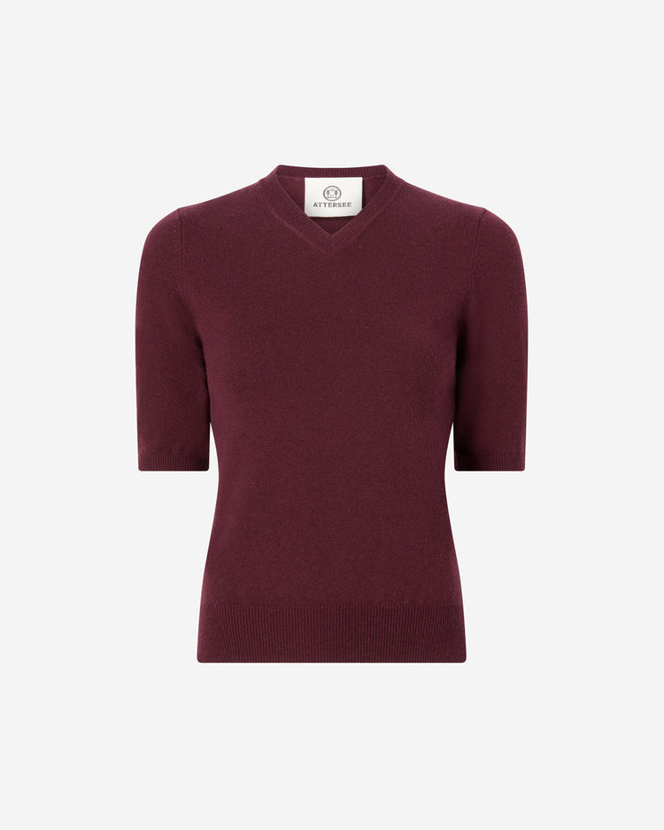 The Dez Sweater in Wool and Cashmere in Dark Wine