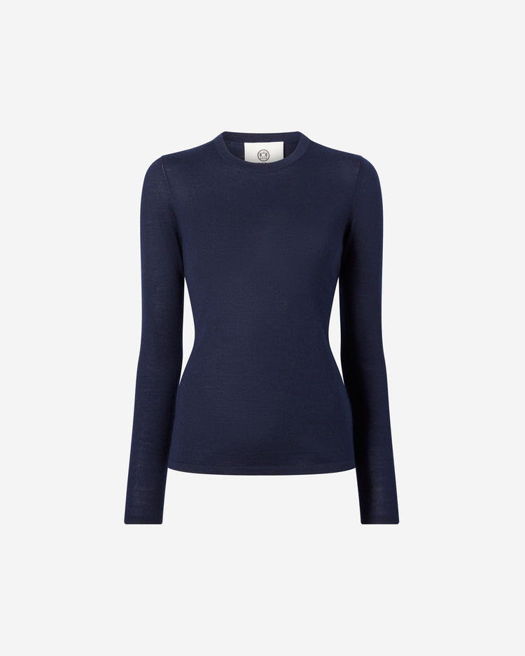 The Long-Sleeve Shirt in Cashmere and Silk in Navy