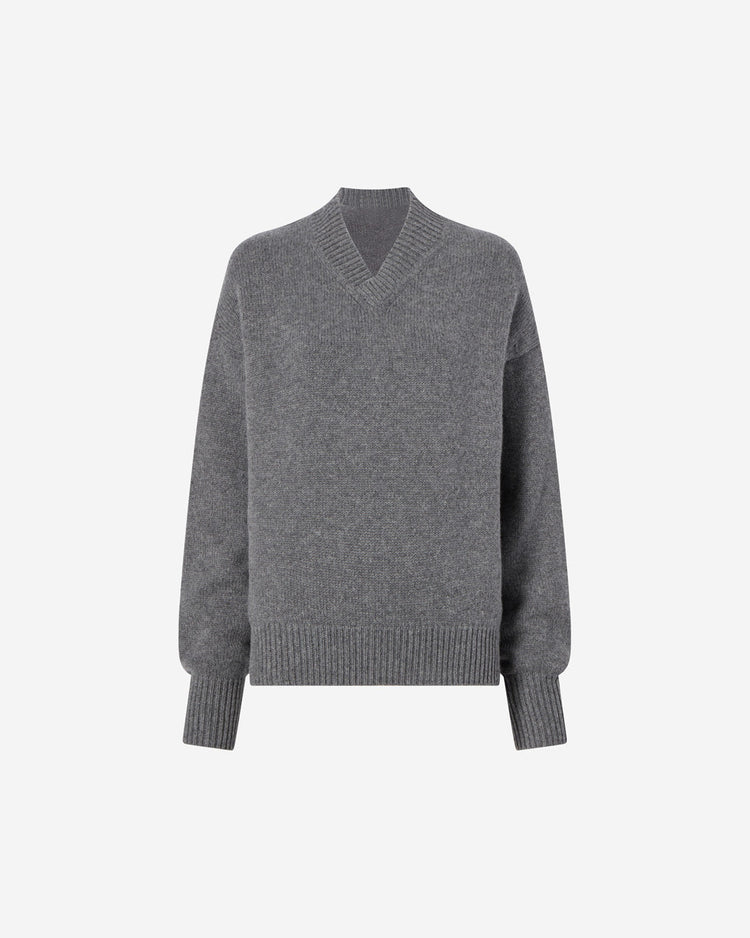 The Julian Sweater in Wool and Cashmere in Heather Grey