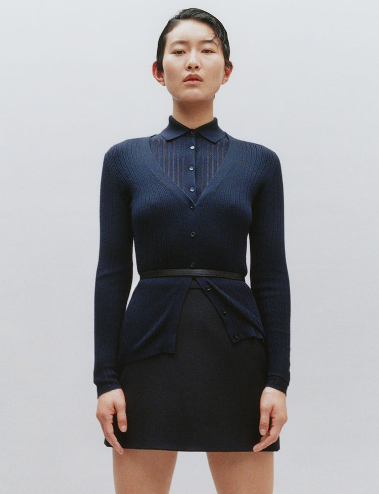 The Whisper Knit Polo in Navy