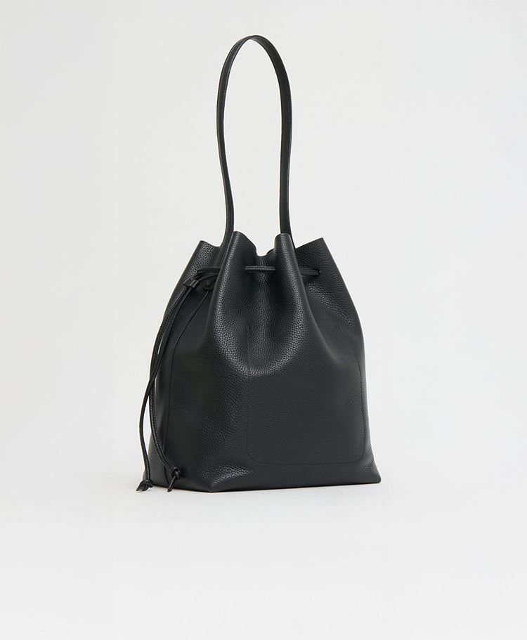 Drawstring Cabas in Black