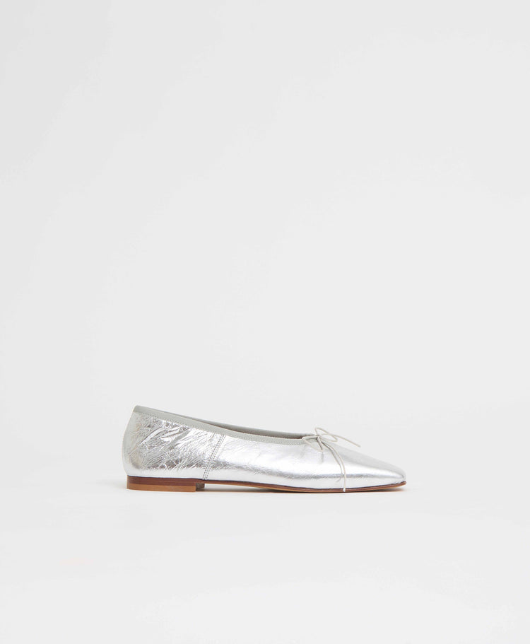 Square Toe Ballerina in Silver