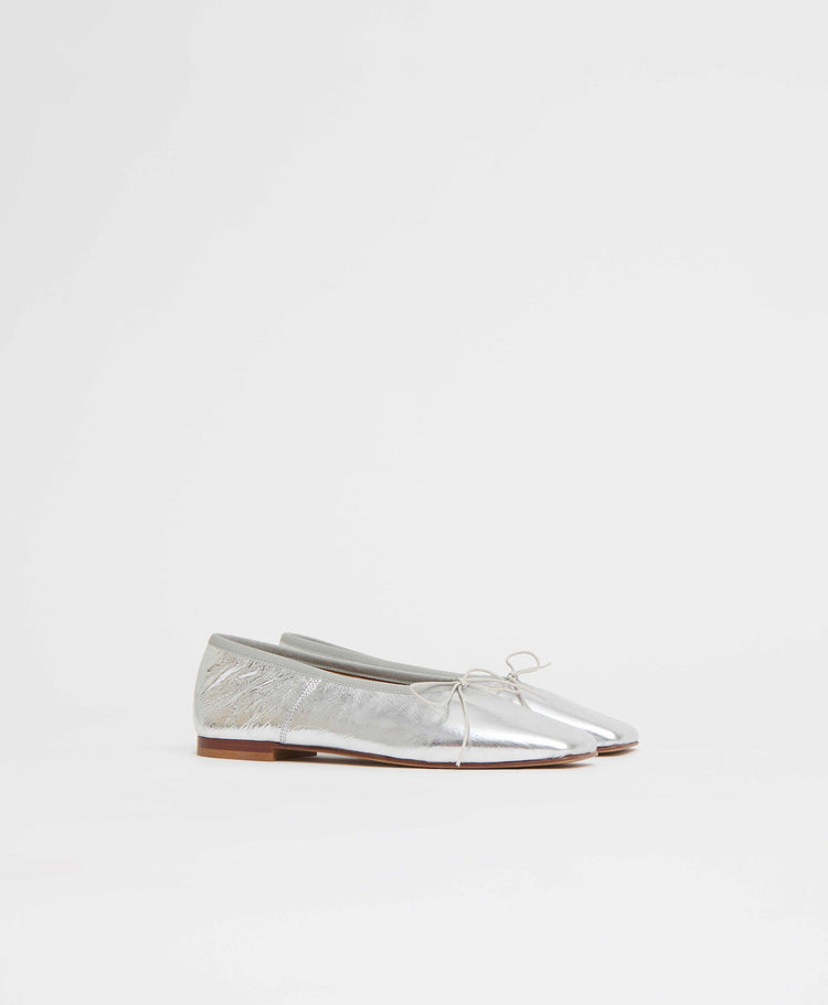 Square Toe Ballerina in Silver
