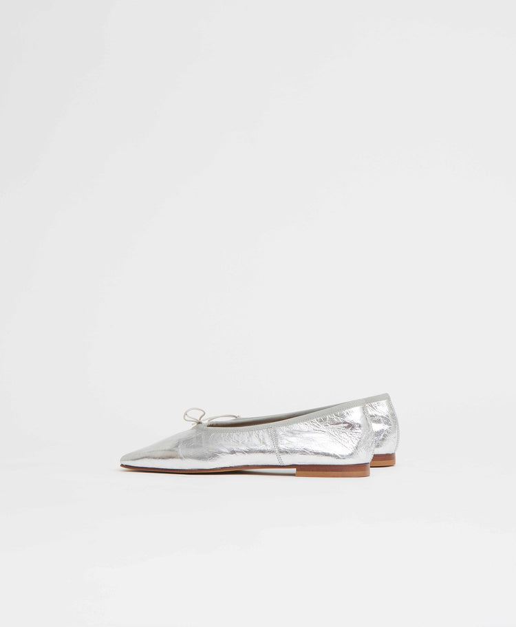 Square Toe Ballerina in Silver