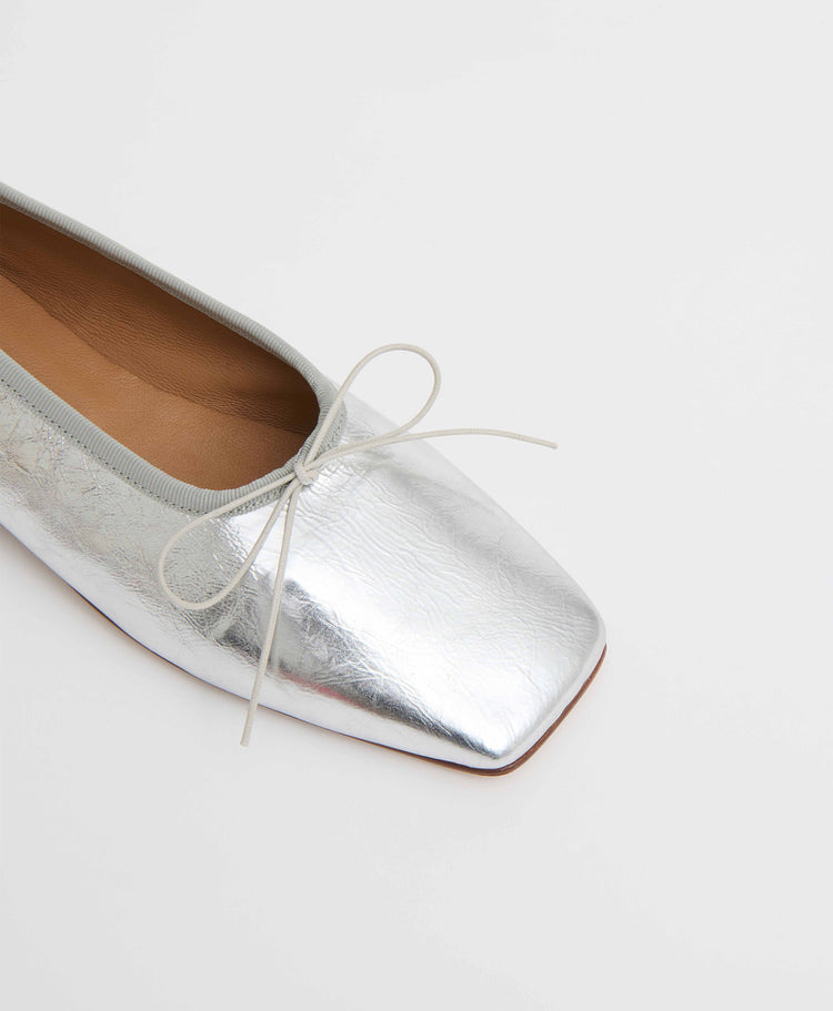 Square Toe Ballerina in Silver