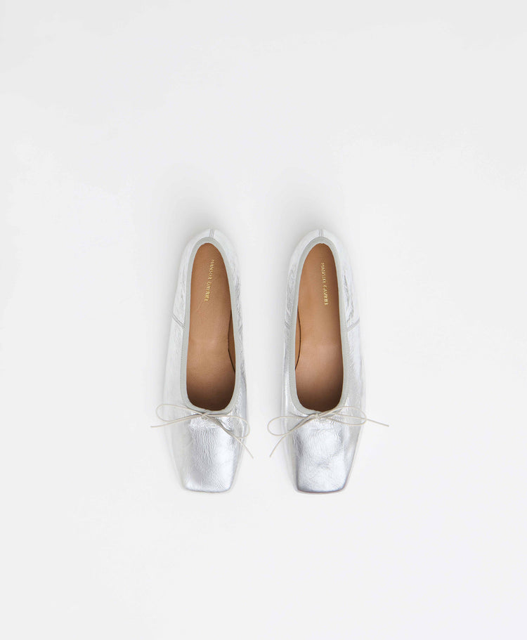 Square Toe Ballerina in Silver