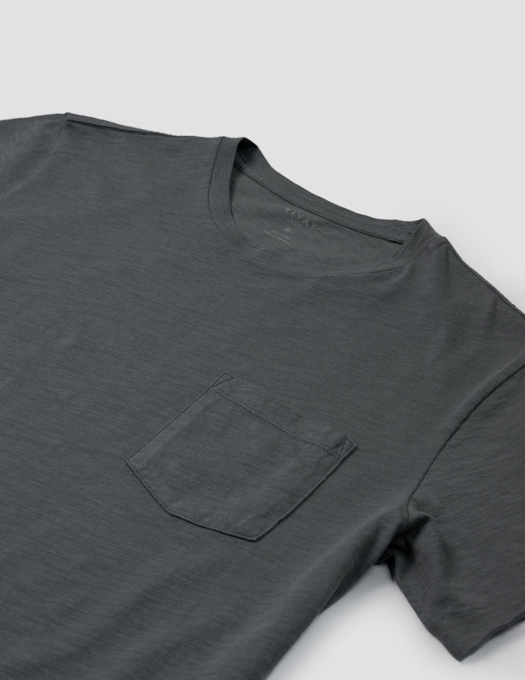 Pocket Cotton Tee in Asphalt