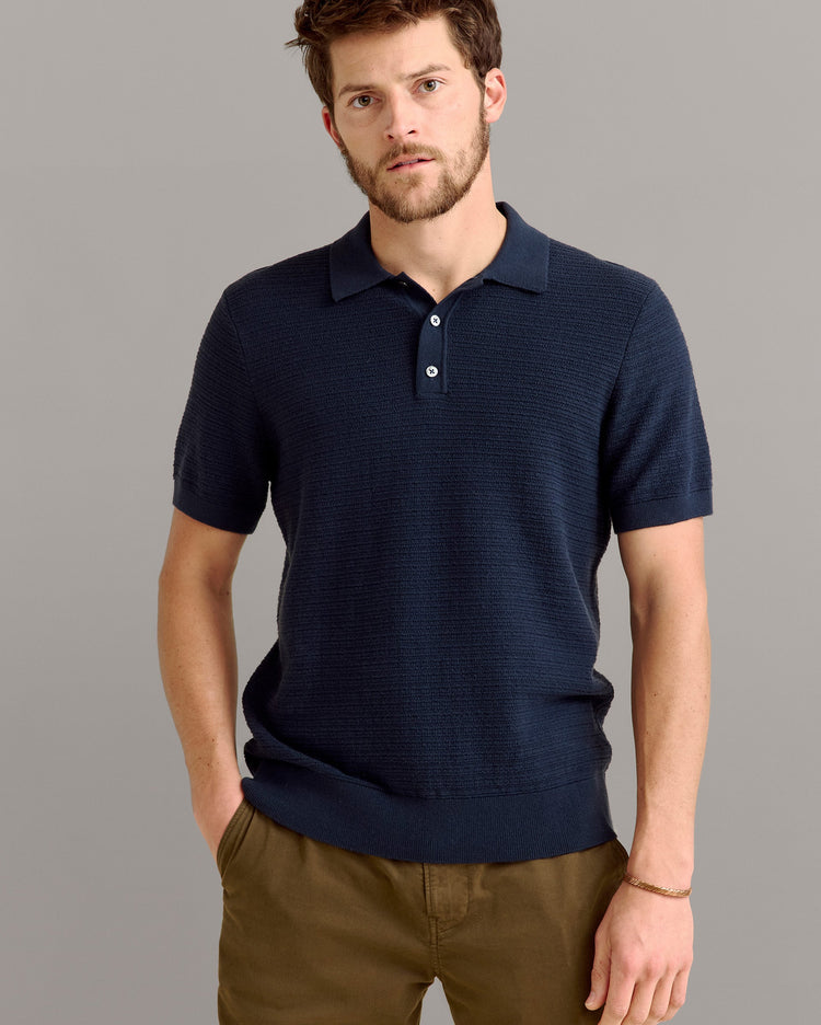 Lachlan Links Polo in Carbon Blue