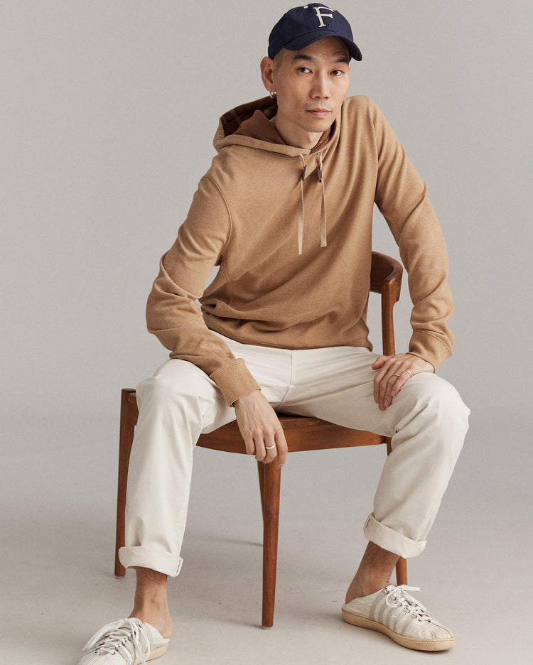 Rib Hoodie Pullover in Camel