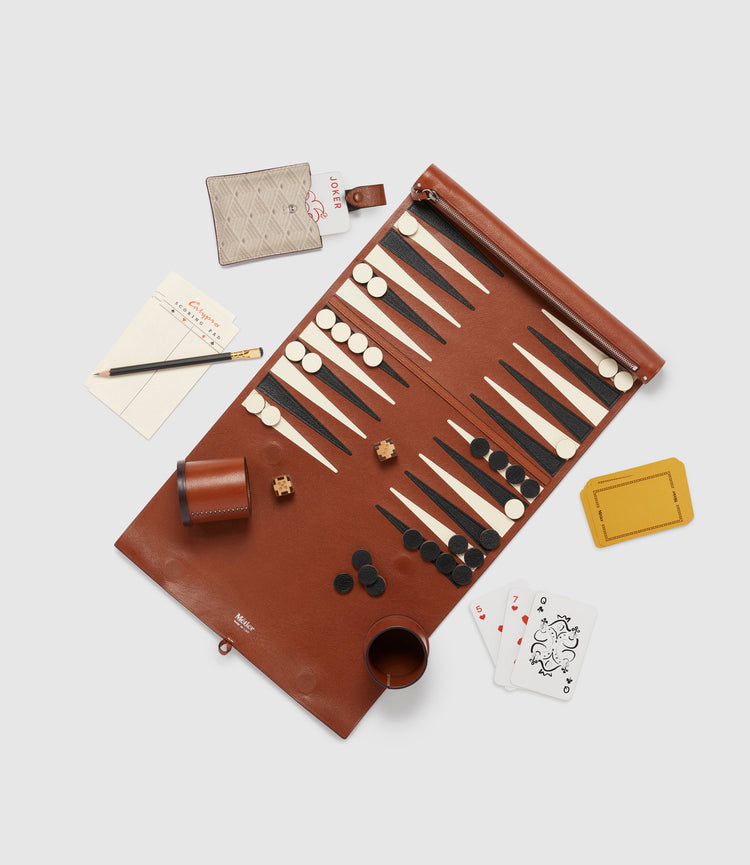 Backgammon Set in Buffalo Cognac