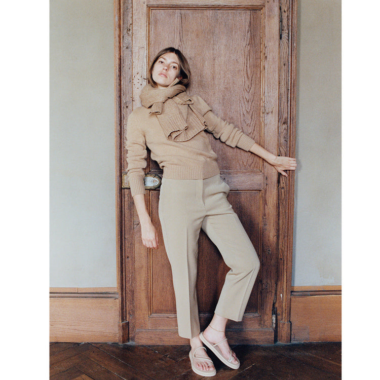 Bari Pool Slide in Beige Nappa
