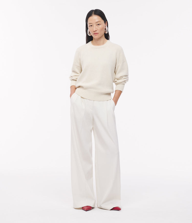 Cashmere Knit Sweatshirt in Ivory