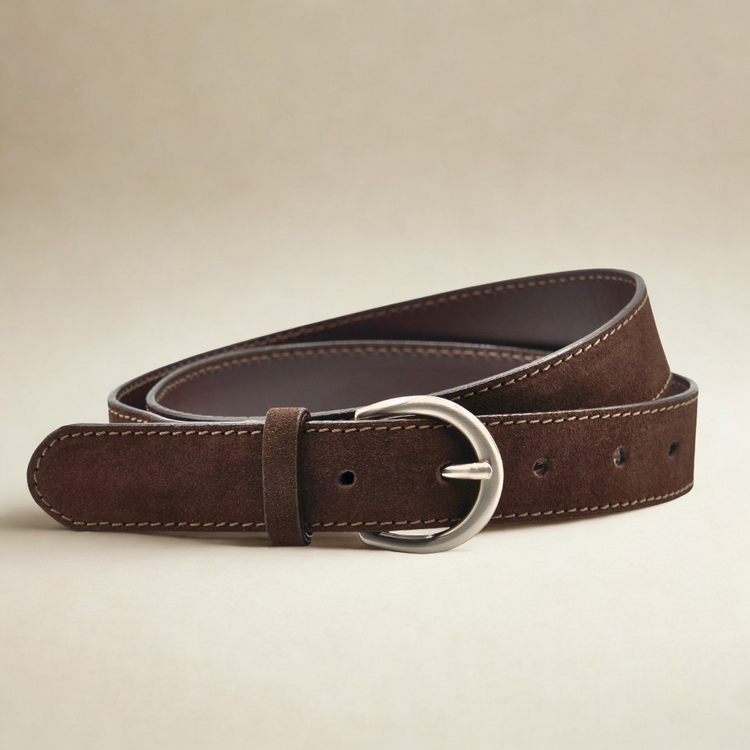 Classic Belt in Chocolate Suede