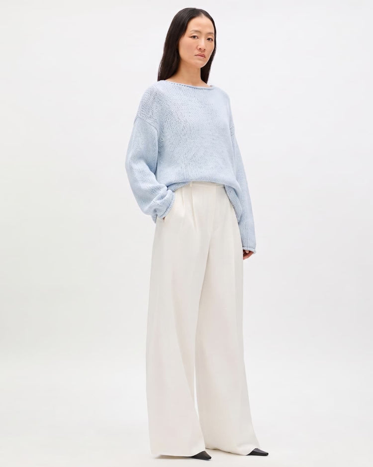 Draped Knit Sweater in Sky