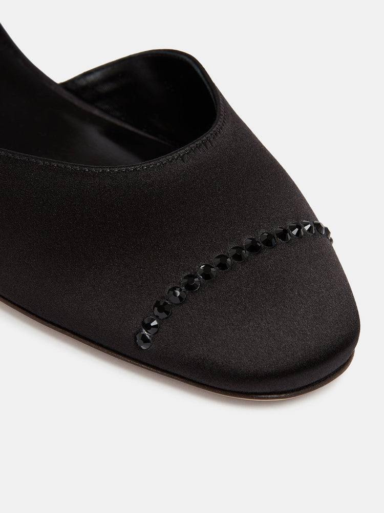 Erika Pump in Black Satin Crystal