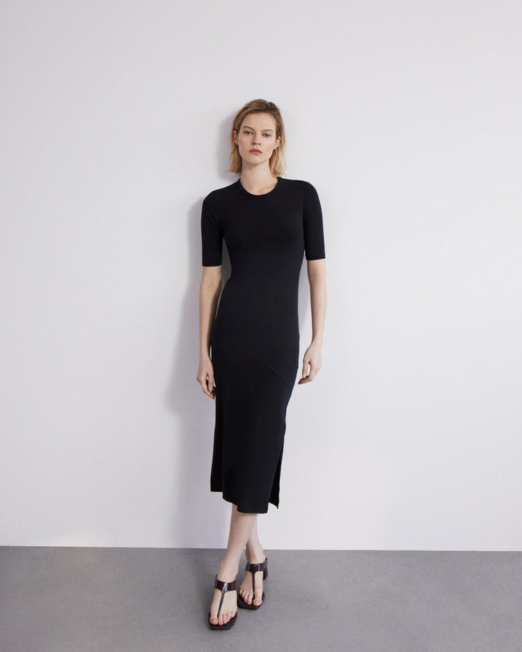 Elbow Sleeve Dress in Black