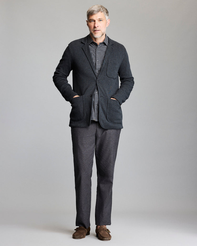 Heathered Knit Sport Coat in Charcoal