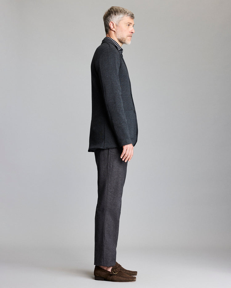 Heathered Knit Sport Coat in Charcoal