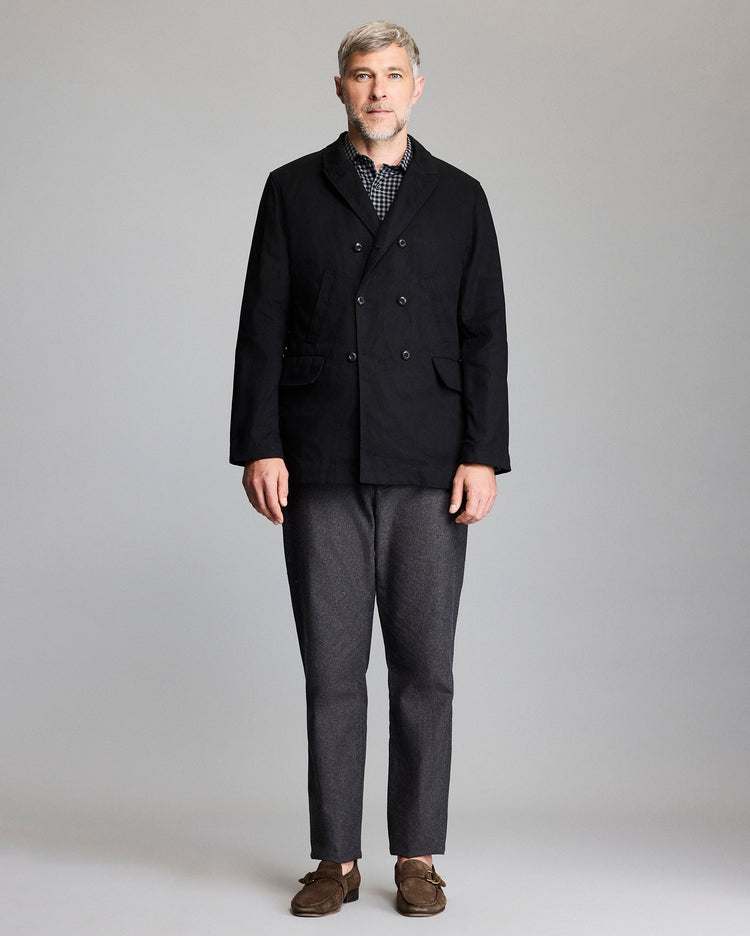 Waxed Canvas Bond Peacoat in Black