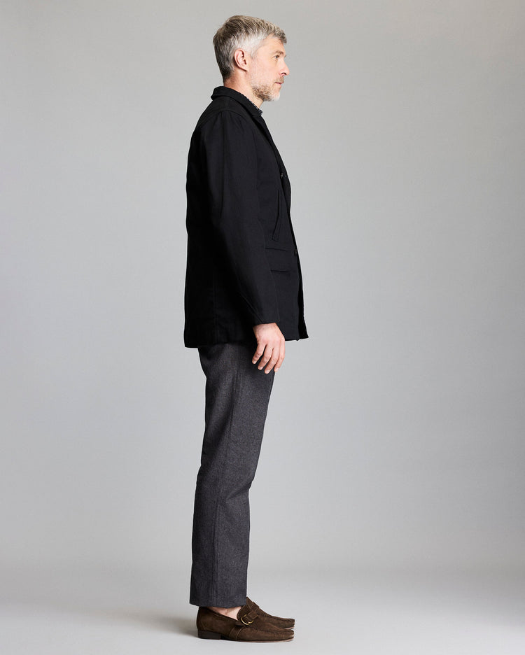 Waxed Canvas Bond Peacoat in Black