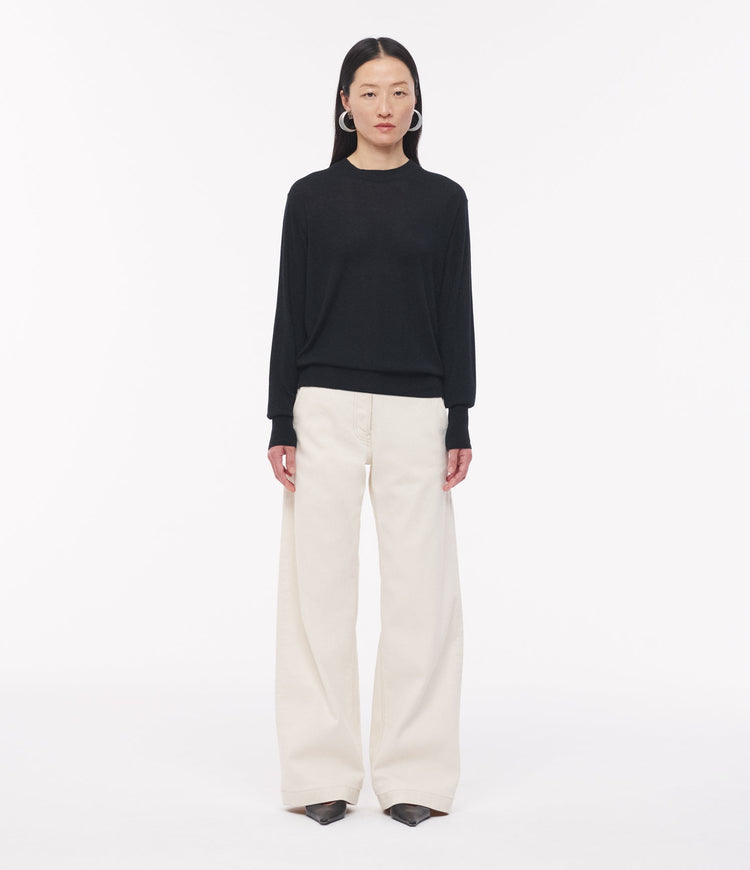 Featherweight Wool Crew in Black