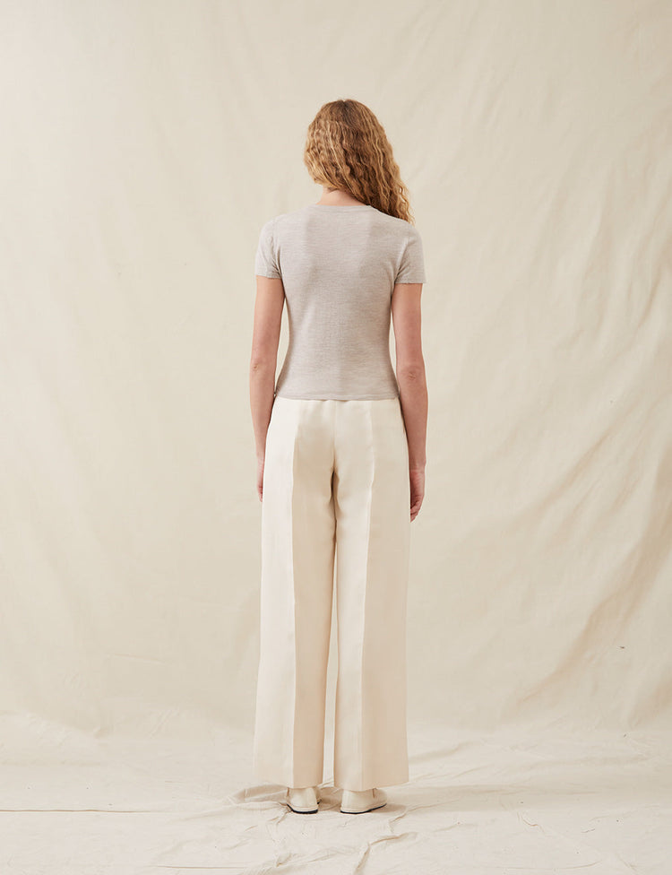The Cashmere Silk T-Shirt Taupe